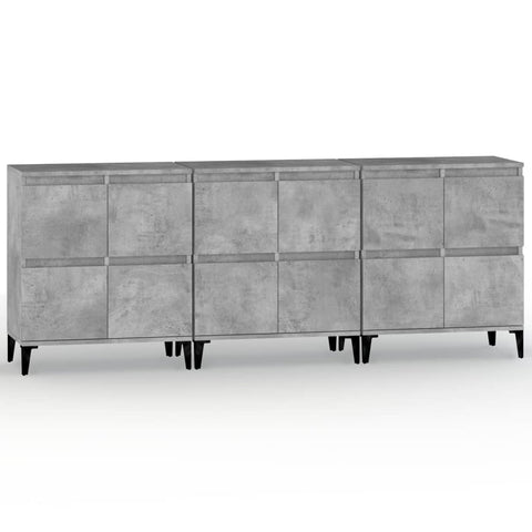 Sideboards 3 Stk. Betongrau 60x35x70 cm Holzwerkstoff