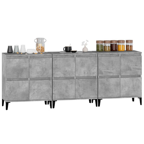 Sideboards 3 Stk. Betongrau 60x35x70 cm Holzwerkstoff