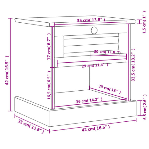 vidaXL Nachttisch VIGO 42x35x42 cm Massivholz Kiefer