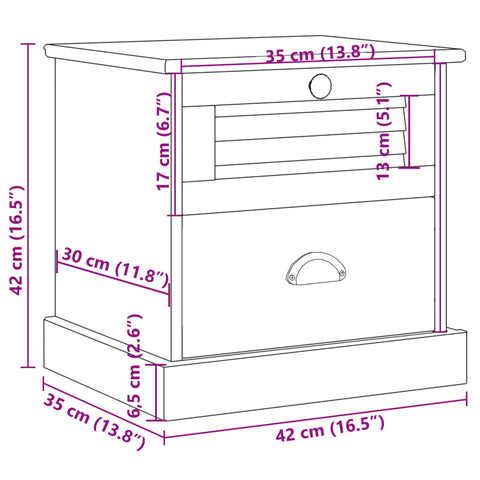 vidaXL Nachttisch VIGO 42x35x42 cm Massivholz Kiefer