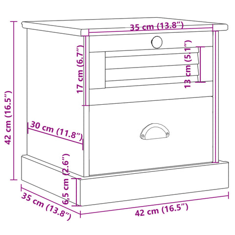 vidaXL Nachttisch VIGO Grau 42x35x42 cm Massivholz Kiefer