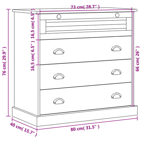 vidaXL Kommode VIGO 80x40x76 cm Massivholz Kiefer