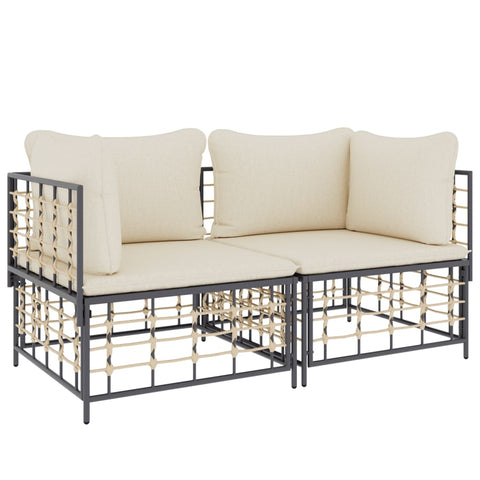 Ecksofas mit Kissen 2 Stk. Modular Poly Rattan