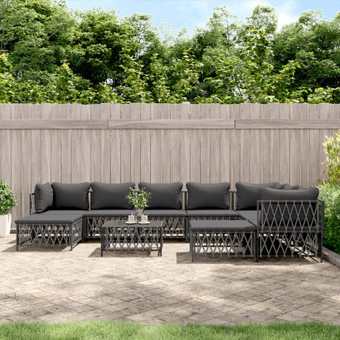 10-tlg. Garten-Lounge-Set mit Kissen Anthrazit Stahl