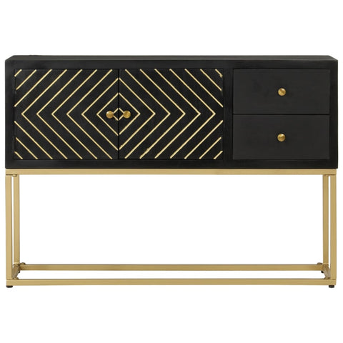 Sideboard Schwarz und Golden 110x30x75 cm Massivholz Mango