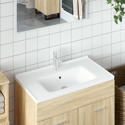 vidaXL Waschbecken Weiß 81x48x19,5 cm Rechteckig Keramik