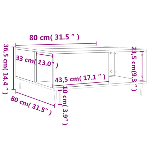 vidaXL Couchtisch Weiß 80x80x36,5 cm Holzwerkstoff