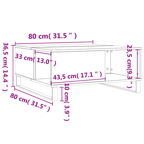 Couchtisch Weiß 80x80x36,5 cm Holzwerkstoff