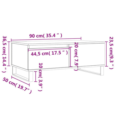 vidaXL Couchtisch Weiß 90x50x36,5 cm Holzwerkstoff