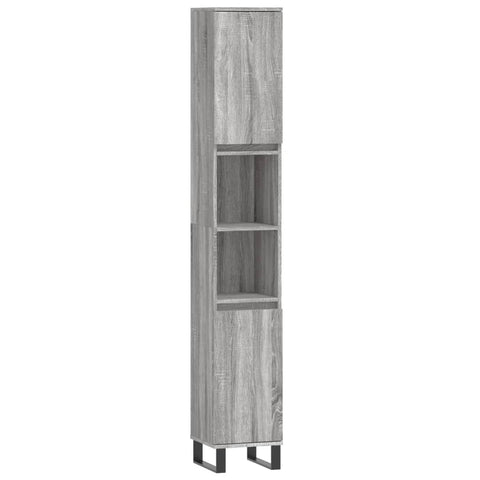 Badschrank Grau Sonoma 30x30x190 cm Holzwerkstoff