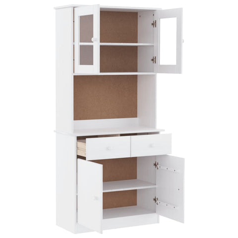 vidaXL Highboard ALTA Weiß 77x35x165 cm Massivholz Kiefer