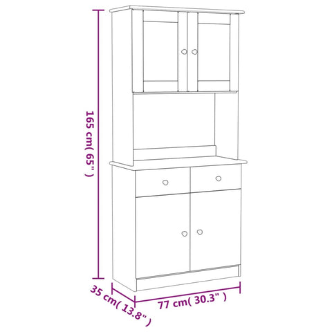 vidaXL Highboard ALTA Weiß 77x35x165 cm Massivholz Kiefer