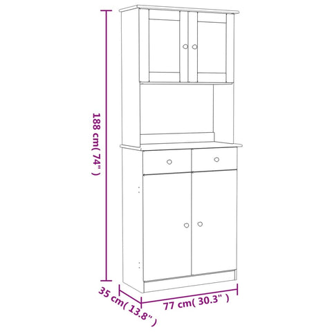 vidaXL Highboard ALTA Weiß 77x35x188 cm Massivholz Kiefer