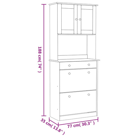 vidaXL Highboard ALTA Weiß 77x35x188 cm Massivholz Kiefer