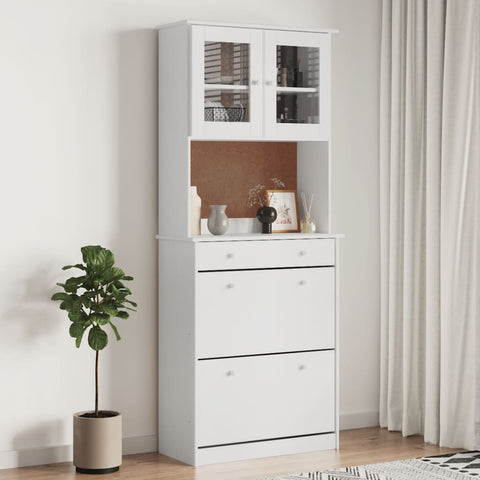 vidaXL Highboard ALTA Weiß 77x35x188 cm Massivholz Kiefer