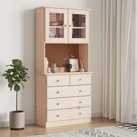 vidaXL Highboard ALTA 77x35x165 cm Massivholz Kiefer