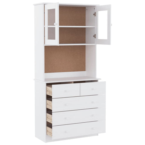 vidaXL Highboard ALTA Weiß 77x35x165 cm Massivholz Kiefer