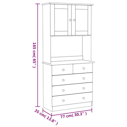 vidaXL Highboard ALTA Weiß 77x35x165 cm Massivholz Kiefer