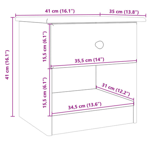 vidaXL Nachttisch ALTA Natur 41x35x41 cm Massivholz Kiefer