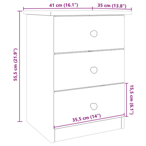 vidaXL Nachttisch ALTA Weiß 41x35x55,5 cm Massivholz Kiefer