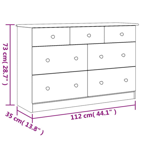 vidaXL Kommode ALTA Weiß 112x35x73 cm Massivholz Kiefer