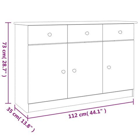 vidaXL Sideboard ALTA 112x35x73 cm Massivholz Kiefer