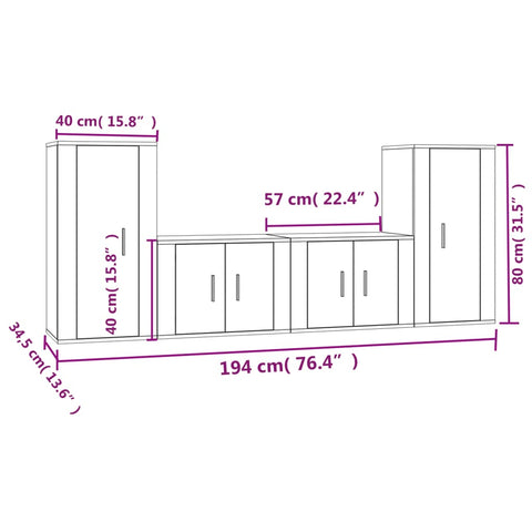 4-tlg. TV-Schrank-Set Sonoma-Eiche Holzwerkstoff