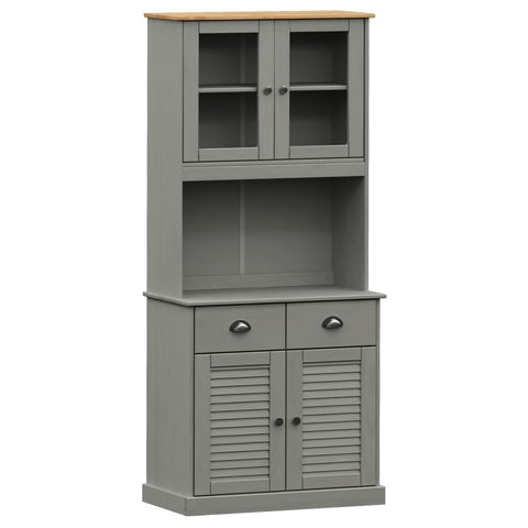 Highboard VIGO Grau 78x40x175 cm Massivholz Kiefer