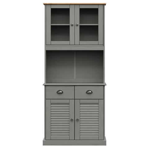 Highboard VIGO Grau 78x40x175 cm Massivholz Kiefer