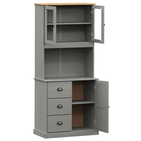 vidaXL Highboard VIGO Grau 78x40x175 cm Massivholz Kiefer