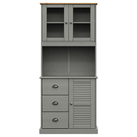 vidaXL Highboard VIGO Grau 78x40x175 cm Massivholz Kiefer