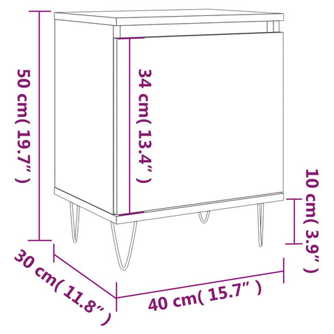 vidaXL Nachttisch Betongrau 40x30x50 cm Holzwerkstoff