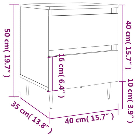 vidaXL Nachttische 2 Stk. Hochglanz-Weiß 40x35x50 cm Holzwerkstoff