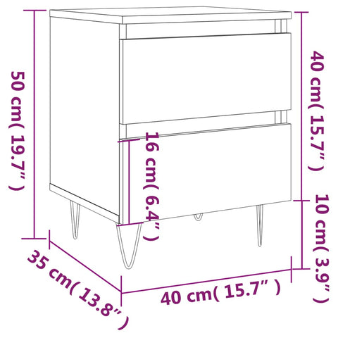 vidaXL Nachttische 2 Stk. Sonoma-Eiche 40x35x50 cm Holzwerkstoff