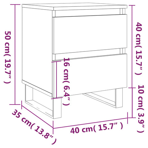 vidaXL Nachttische 2 Stk. Hochglanz-Weiß 40x35x50 cm Holzwerkstoff