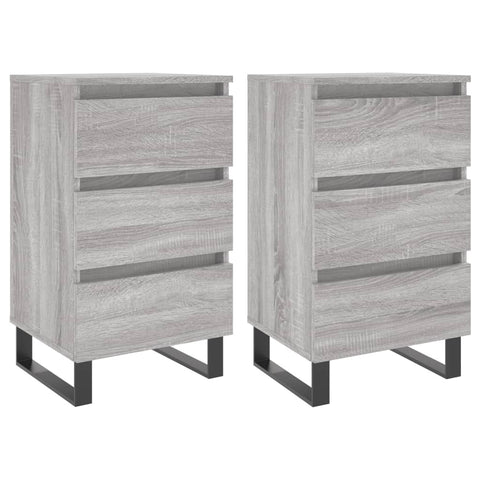 vidaXL Nachttische 2 Stk. Grau Sonoma 40x35x69 cm Holzwerkstoff