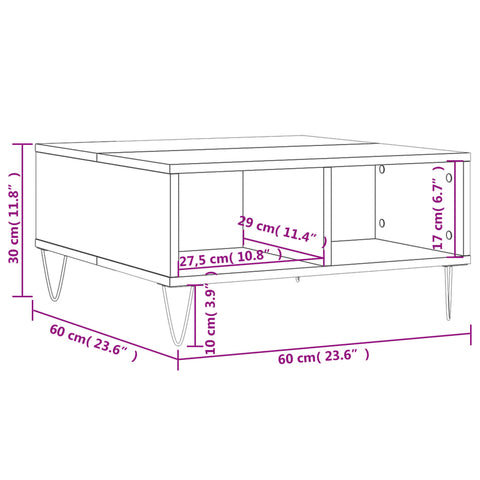 vidaXL Couchtisch Schwarz 60x60x30 cm Holzwerkstoff