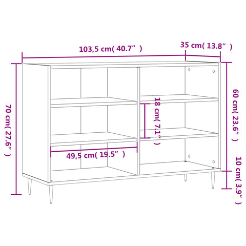 vidaXL Sideboard Betongrau 103,5x35x70 cm Holzwerkstoff