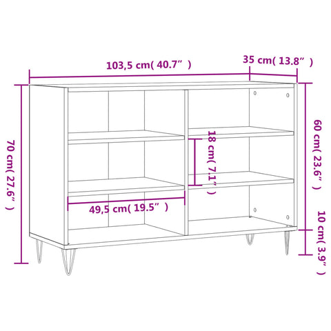 vidaXL Sideboard Räuchereiche 103,5x35x70 cm Holzwerkstoff