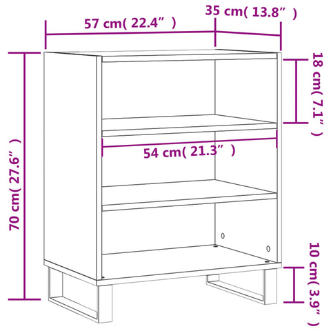 vidaXL Sideboard Räuchereiche 57x35x70 cm Holzwerkstoff