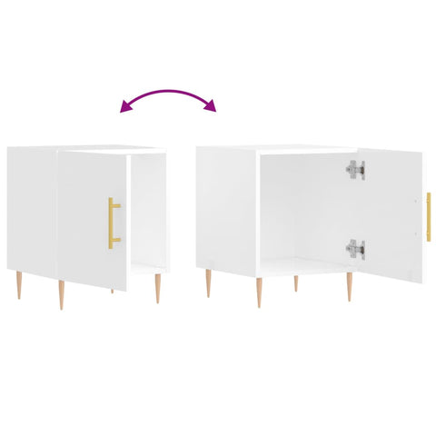 vidaXL Nachttische 2 Stk. Hochglanz-Weiß 40x40x50 cm Holzwerkstoff
