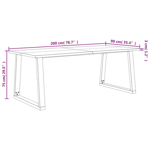 Esstisch Baumkante 200x90x75 cm Massivholz Akazie