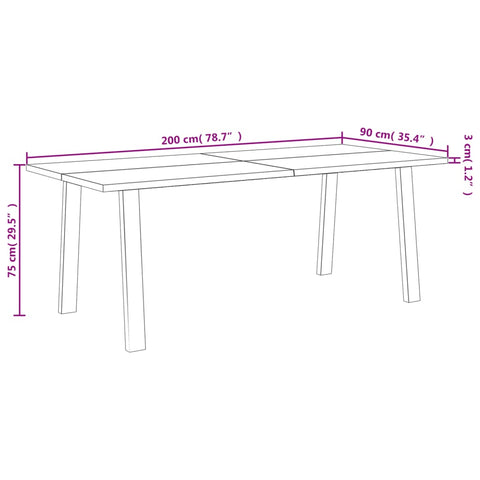 Esstisch 200x90x75 cm Massivholz Akazie