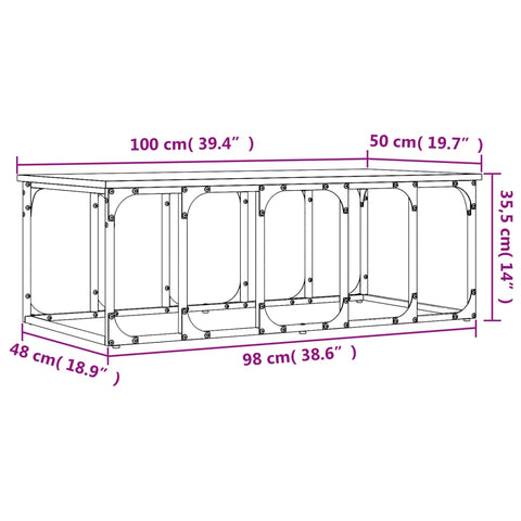 vidaXL Couchtisch Schwarz 100x50x35,5 cm Holzwerkstoff