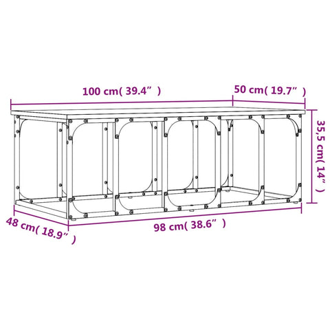 vidaXL Couchtisch Braun Eichen-Optik 100x50x35,5 cm Holzwerkstoff