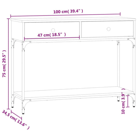 vidaXL Konsolentisch Braun Eichen-Optik 100x34,5x75 cm Holzwerkstoff