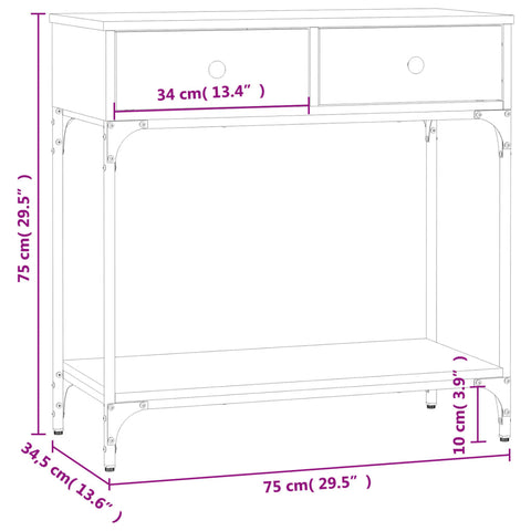 vidaXL Konsolentisch Sonoma-Eiche 75x34,5x75 cm Holzwerkstoff