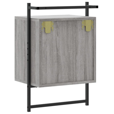 vidaXL Wand-Nachttische 2 Stk. Grau Sonoma 40x30x61 cm Holzwerkstoff