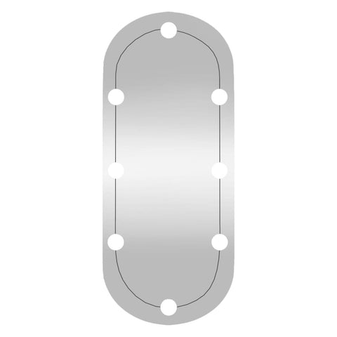 vidaXL Wandspiegel mit LED-Leuchten 30x70 cm Glas Oval