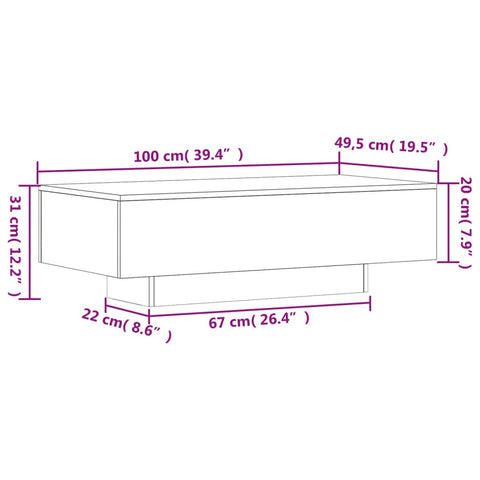 vidaXL Couchtisch Weiß 100x49,5x31 cm Holzwerkstoff